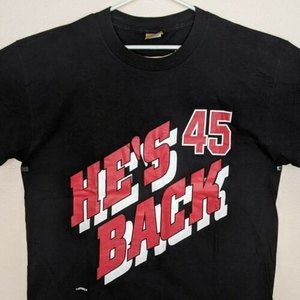 Vintage Michael Jordan He's Back 45 XL T-Shirt Chicago Bulls Nutmeg Made In USA